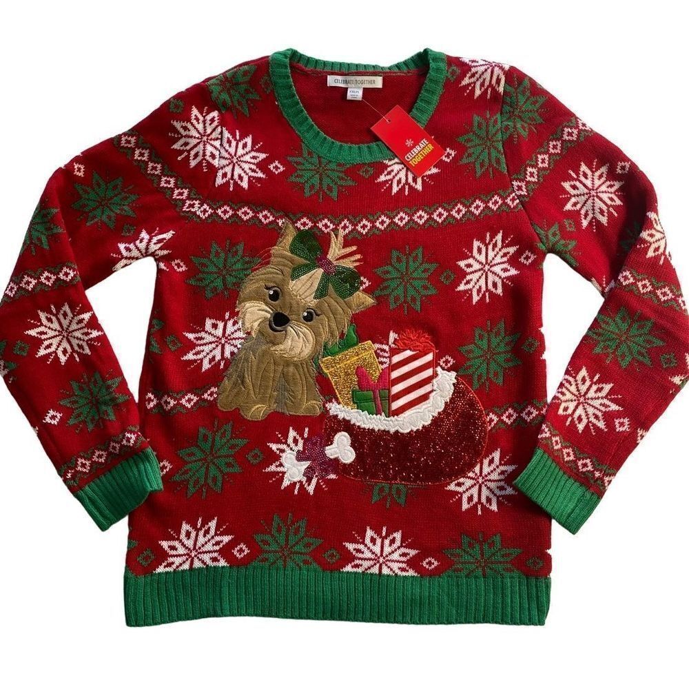 Celebrate Together Girls XXL Plus Dog Christmas Sweater